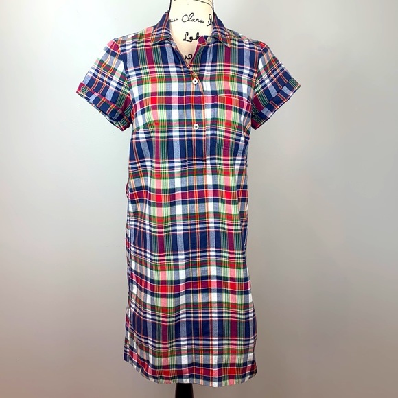 J. Crew Factory Madras Plaid Shirt Dress - Picture 3 of 6
